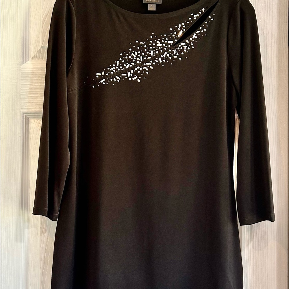 JM Collection Black Embellished Cutout Top, Macy’s Exclusive